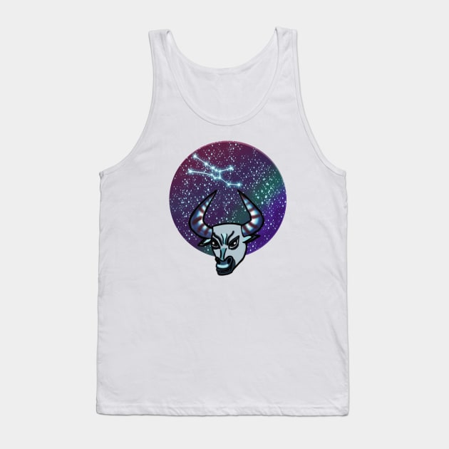 Zodiac Sign Taurus Bull and Constellation Tank Top by galaxieartshop